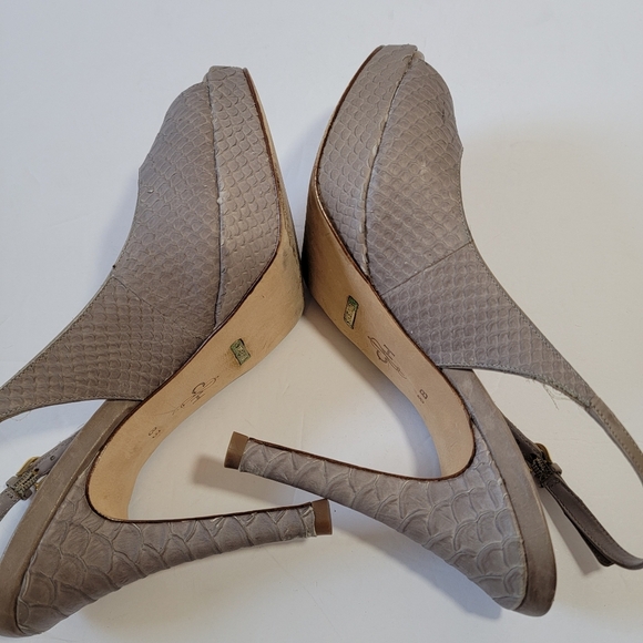 Cole Haan X Nike Air Gray Snakeskin Peep Toe Platform Slink Back Shoes Sz 8B - Picture 6 of 12
